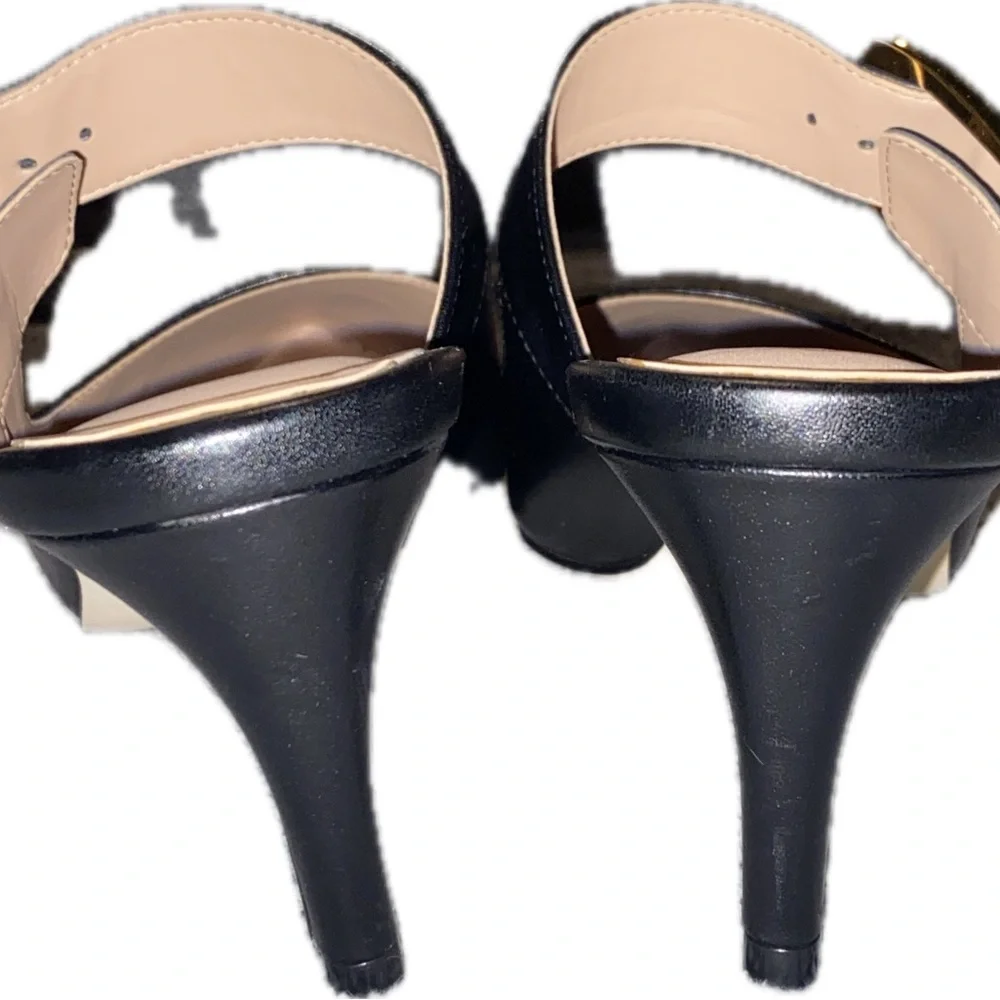 (NWOT)COLE HAAN-Kitten Heel Mules with Gold Buckle - Picture 13 of 16